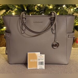 Michael Kors Light Gray Leather Tote